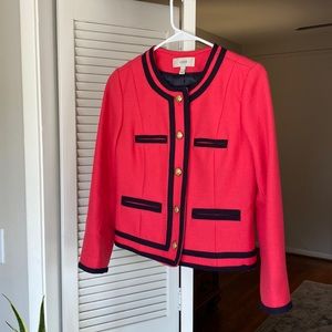 J.Crew Lady Jacket in Pink Double-Serge Wool Cropped Blazer, 0